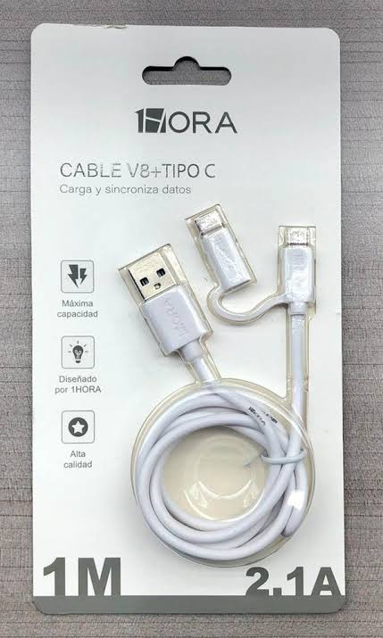 Cable 1Hora V8+Tipo C